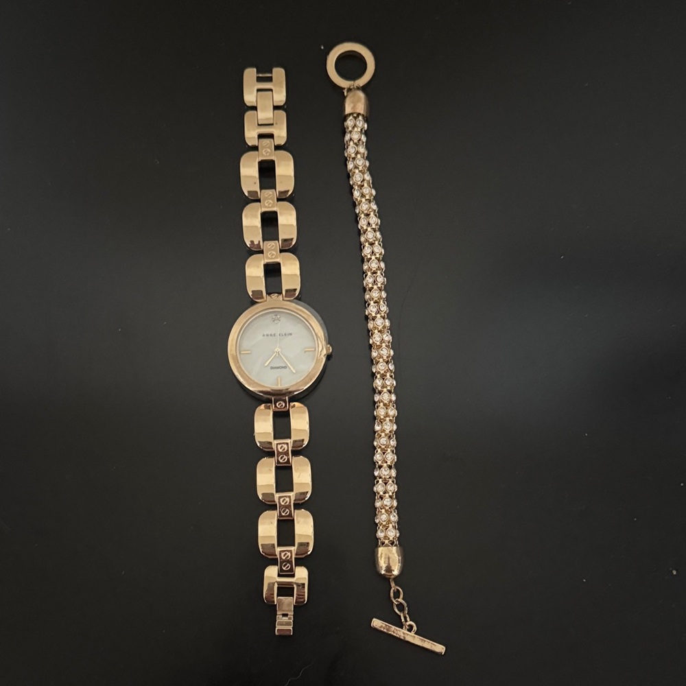 Anne Klein Gold-Tone Watch and Bracelet Set